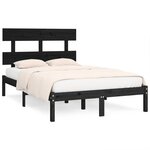 vidaXL Cadre de lit Noir Bois massif 140x190 cm