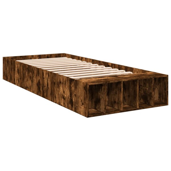 vidaXL Cadre de lit chêne fumé 75x190 cm bois d'ingénierie