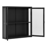 Vitrine suspendue 2 portes vitrées acier noir 80 x 18 x 80 cm