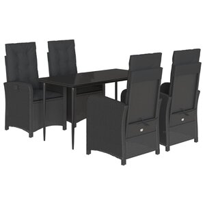 vidaXL Ensemble à manger de jardin coussins 5Pièces Noir Résine tressée