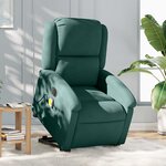 vidaXL Fauteuil inclinable de massage électrique vert foncé velours