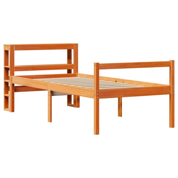 vidaXL Cadre de lit avec tête de lit cire marron 75x190 cm bois de pin