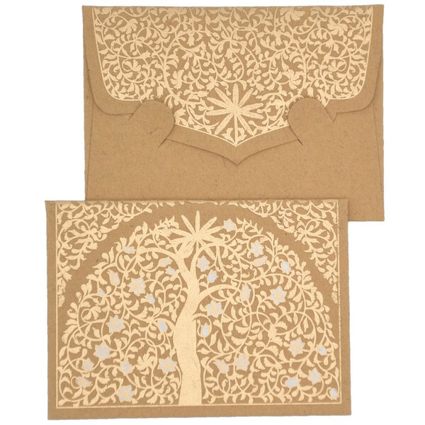 PAPERTREE GAÏA 5 x Mini Enveloppe Message + carte 8 5x6cm Cappucino
