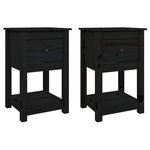 vidaXL Tables de chevet 2 Pièces Noir 40x35x61 5 cm Bois de pin massif
