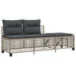 vidaXL Salon de jardin d'angle avec coussins 3 Pièces gris clair rotin