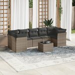 vidaXL Salon de jardin 8 Pièces avec coussins gris résine tressée