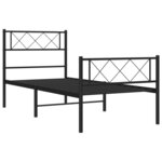vidaXL Cadre de lit métal avec tête de lit/pied de lit noir 90x200 cm