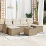vidaXL Salon de jardin avec coussins 7 Pièces beige résine tressée