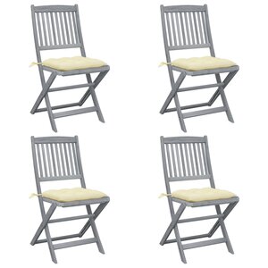 vidaXL Chaises pliables d'extérieur lot de 4 et coussins Bois d'acacia
