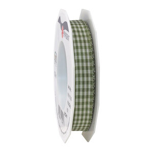 Ruban textile carreau de vichy 20-m-rouleau 15 mm olive/créme