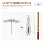 Parasol droit rectangulaire de jardin grande taille dim. 3L x 2l x 2 5H m blanc