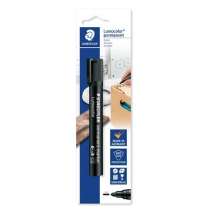 Staedtler Lumocolor 352 Marqueur permanent à pointe ronde - Ligne 2 mm - Séchage rapide - Rechargeable - Couleur noire
