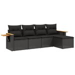 vidaXL Salon de jardin 5 Pièces avec coussins noir résine tressée
