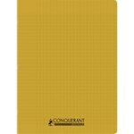 Cahier recyclé et recyclable  96 pages seyès 90 g  couverture polypropylène jaune  format 24 x 32 cm CONQUERANT