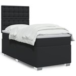 vidaXL Sommier à lattes de lit avec matelas Noir 100x200 cm Similicuir