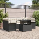 Ensemble de Canapés Jardin 7 pièces vidaXL avec Coussins Rattan Poly Noir