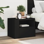 vidaXL Table de chevet murale noir 45x30x35 cm