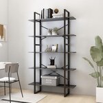 vidaXL Bibliothèque à 5 niveaux Gris 100x30x175 cm Bois d'ingénierie