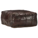 vidaXL Pouf 60 x 60 x 30 cm Marron foncé Cuir véritable de chèvre