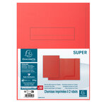 Paquet De 50 Chemises Imprimées 2 Rabats Super 210 - 24x32cm - Rouge - X 5 - Exacompta