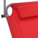 vidaXL Chaise longue pliable avec auvent et roues Acier Rouge