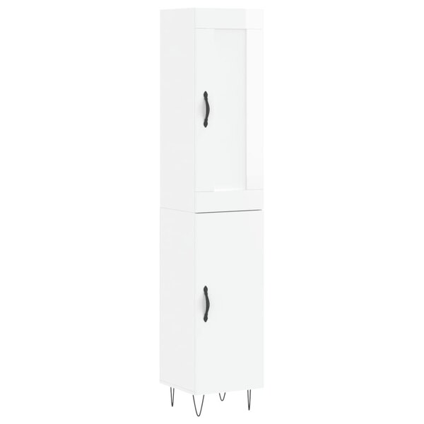 vidaXL Buffet haut Blanc brillant 34 5x34x180 cm Bois d'ingénierie