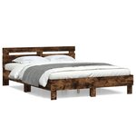 vidaXL Cadre de lit avec tête de lit chêne fumé 140x200 cm