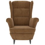 vidaXL Fauteuil à oreilles avec tabouret marron velours