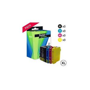 Pack 12 Cartouches Noires et Couleurs Toner Services compatibles Epson 27XL - Reveil (C13T27154010)