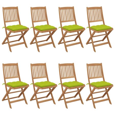 vidaXL Chaises pliables de jardin 8 Pièces avec coussins Bois d'acacia