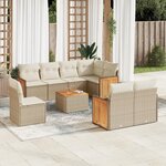 vidaXL Salon de jardin avec coussins 9 Pièces beige résine tressée