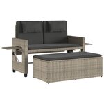 vidaXL Banc inclinable de jardin et coussins gris clair résine tressée