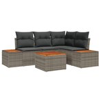 vidaXL Set de Canapé de Jardin 5 pièces avec Coussins Gris Rattan Poly Acacia