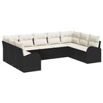 vidaXL Ensemble de Canapés de Jardin 9 Pièces avec Coussins Noir en Rattan Synthétique