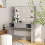 vidaXL Table de maquillage éclairage LED 100x40x135 cm MDF Gris béton