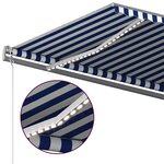vidaXL Auvent manuel rétractable avec LED 500x350 cm Bleu et blanc