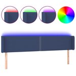 vidaXL Tête de lit à LED Bleu 163x16x78/88 cm Tissu