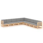 vidaXL Salon de jardin 9 Pièces avec coussins Bois de pin massif
