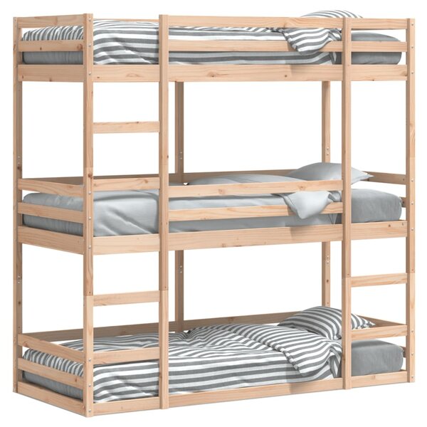 vidaXL Lit superposé triple 80x200 cm bois de pin massif