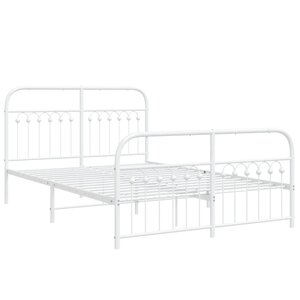 vidaXL Cadre de lit métal avec tête de lit/pied de lit blanc 137x190cm