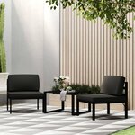 vidaXL Jeu de canapés de jardin 3 Pièces et coussins Aluminium Anthracite