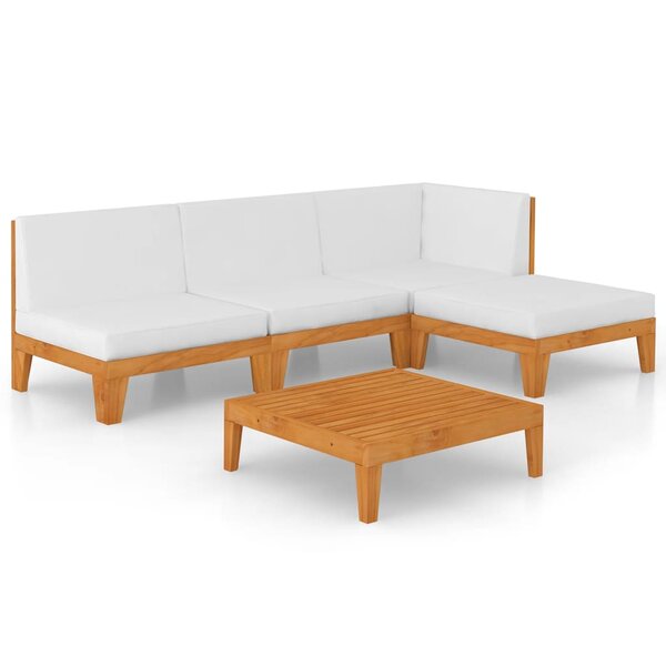 vidaXL Salon de jardin 5 Pièces avec coussins Bois d'acacia solide