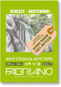 FABRIANO WHITE ECOLOGICAL ARTIST PAPER-Bloc21x29 7cm-120gsm-80feuille