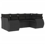 vidaXL Salon de jardin 6 Pièces avec coussins noir résine tressée