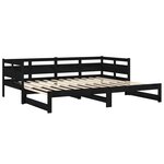 vidaXL Lit coulissant Noir Bois de pin solide 2x(90x190) cm
