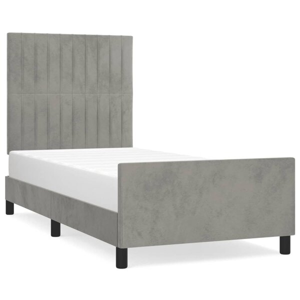 vidaXL Cadre de lit avec tête de lit Gris clair 90x200 cm Velours