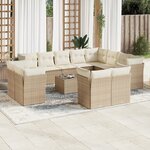 vidaXL Salon de jardin avec coussins 13 Pièces beige résine tressée