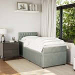 vidaXL Sommier à lattes de lit et matelas Gris clair 100x200cm Velours