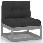 Salon de jardin meuble d'extérieur ensemble de mobilier 8 pièces avec coussins gris bois de pin massif 02_0017575