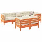 vidaXL Salon de jardin 7 Pièces avec coussins cire marron bois pin massif